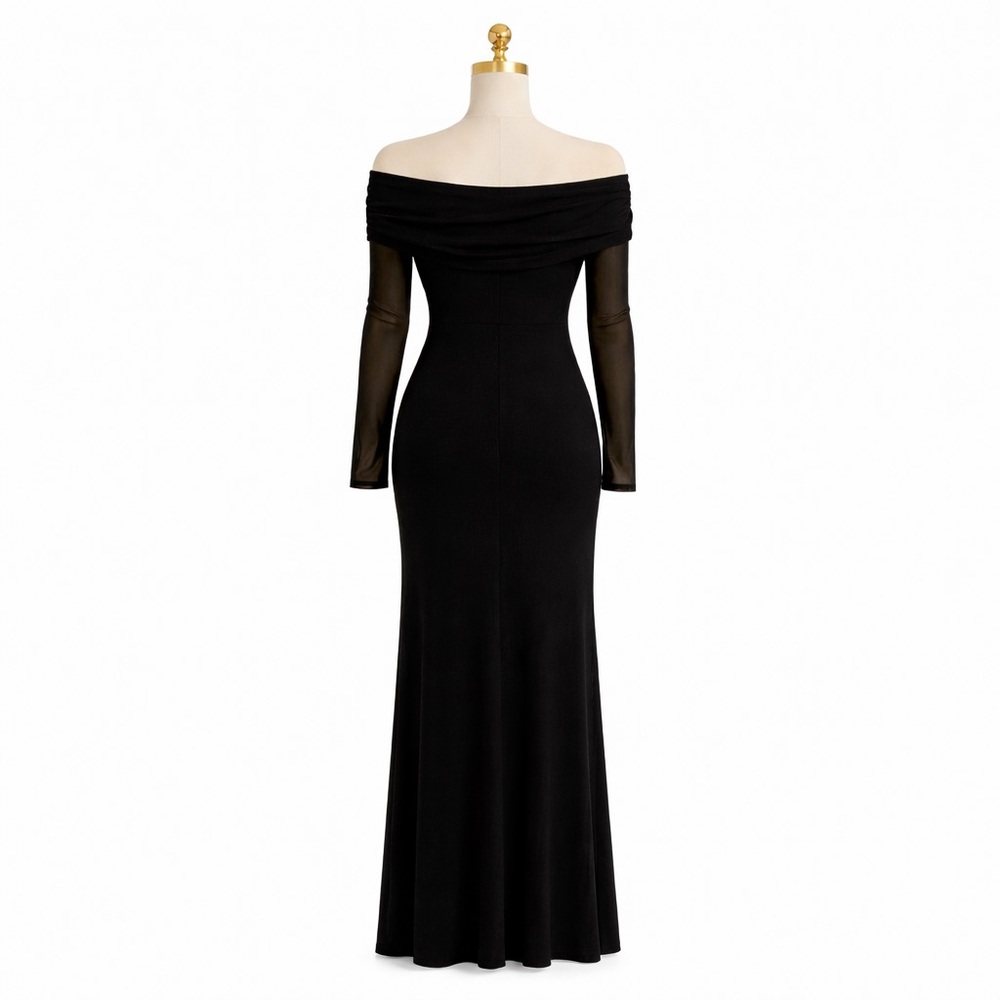 The Kooples Black Off-Shoulder Long Sleeve Dress